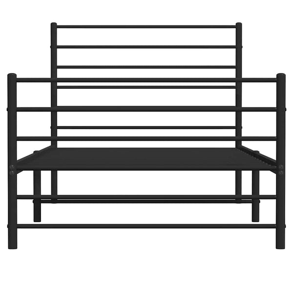 Schwarzes Metallbettgestell mit Kopfteil Petronius 75x190cm