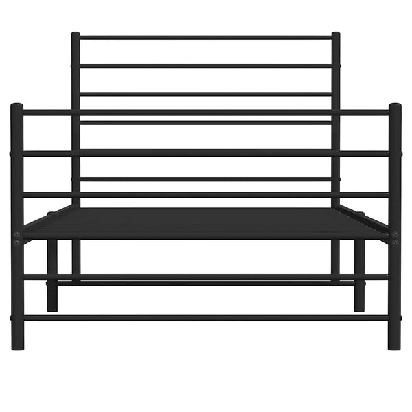 Schwarzes Metallbettgestell mit Kopfteil Petronius 100x200cm