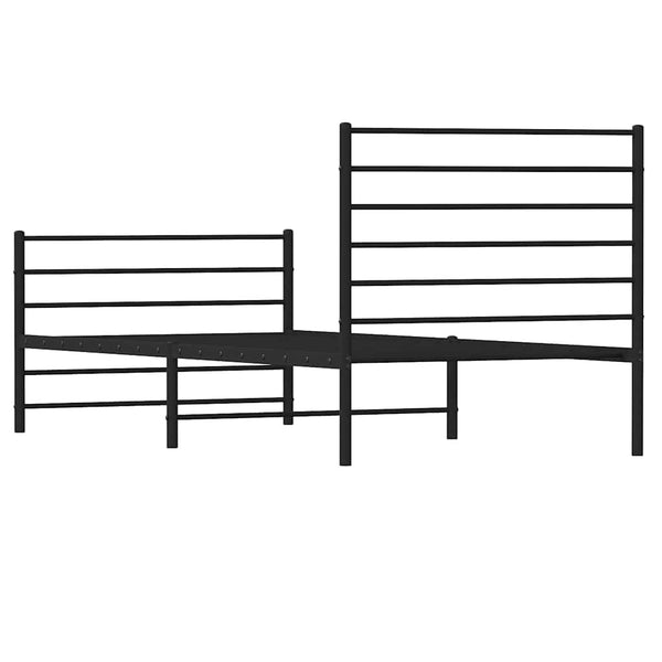 Schwarzes Metallbettgestell mit Kopfteil Petronius 100x200cm