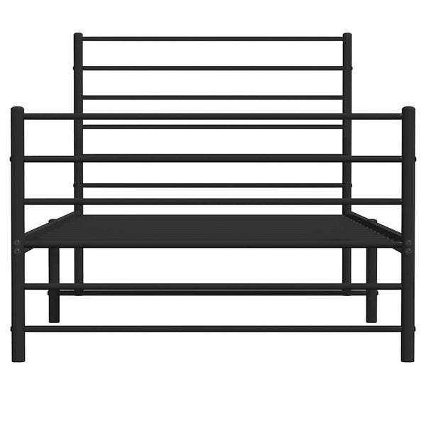 Schwarzes Metallbettgestell mit Kopf- und Fußteil Petronius 107x203cm