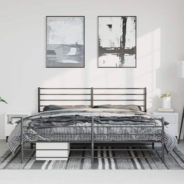 Schwarzes Metallbettgestell mit Kopfteil und Fußteil Petronius 193x203cm