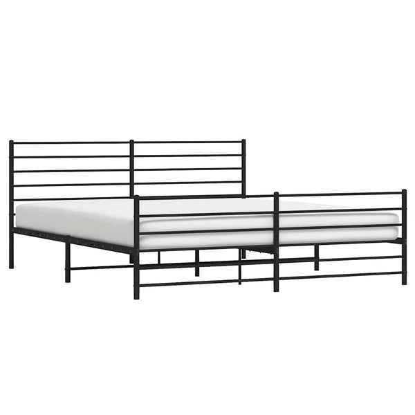 Schwarzes Metallbettgestell mit Kopfteil und Fußteil Petronius 193x203cm