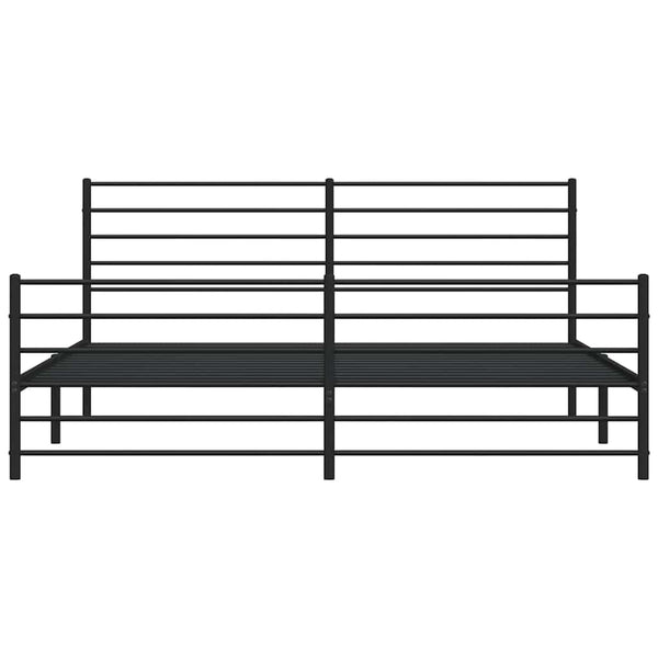 Schwarzes Metallbettgestell mit Kopfteil und Fußteil Petronius 193x203cm