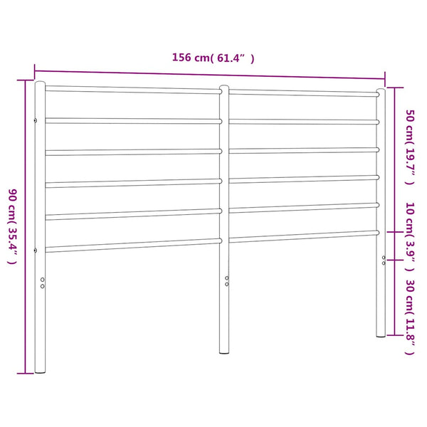Schwarzes Metallkopfteil Tilina 150 cm