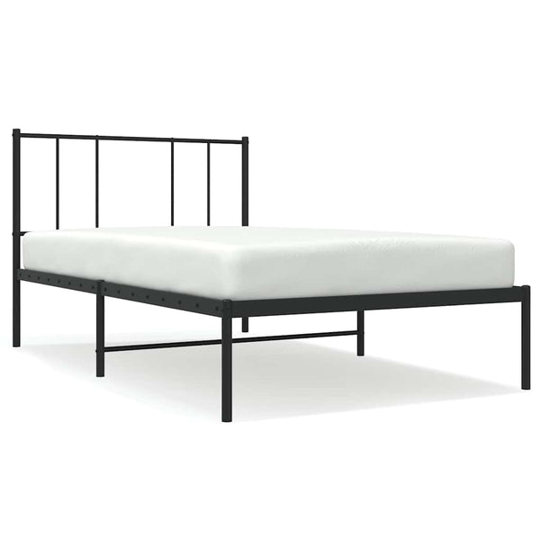 Schwarzes Metallbettgestell mit Kopfteil Vilareta 75x190cm