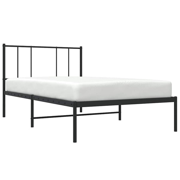 Schwarzes Metallbettgestell mit Kopfteil Vilareta 75x190cm
