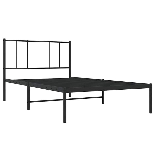 Schwarzes Metallbettgestell mit Kopfteil Vilareta 80x200cm