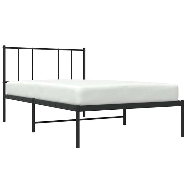 Schwarzes Metallbettgestell mit Kopfteil Vilareta 80x200cm