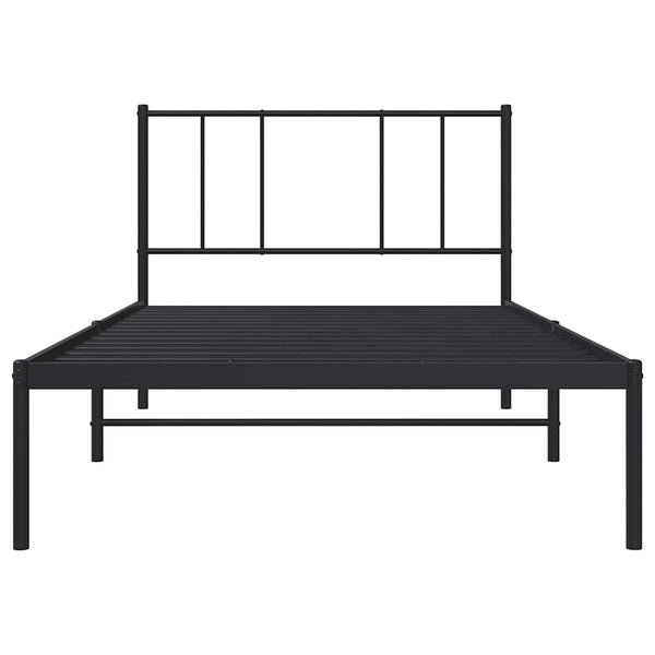 Schwarzes Metallbettgestell mit Kopfteil Vilareta 80x200cm