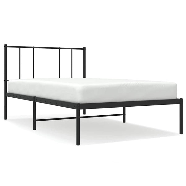 Schwarzes Metallbettgestell mit Kopfteil Vilareta 90x190cm