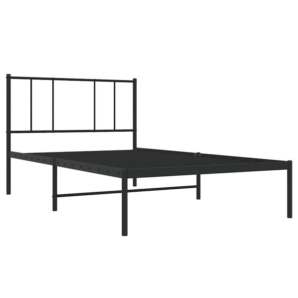 Schwarzes Metallbettgestell mit Kopfteil Vilareta 90x190cm