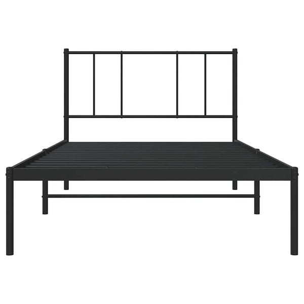 Schwarzes Metallbettgestell mit Kopfteil Vilareta 90x190cm