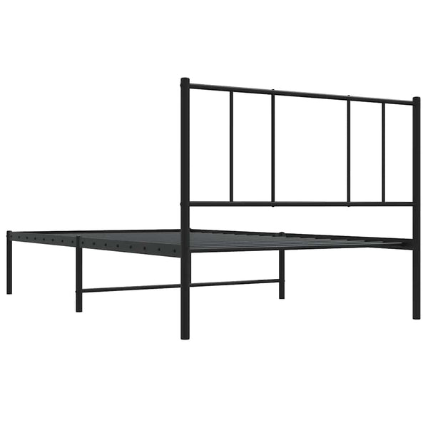 Schwarzes Metallbettgestell mit Kopfteil Vilareta 90x190cm