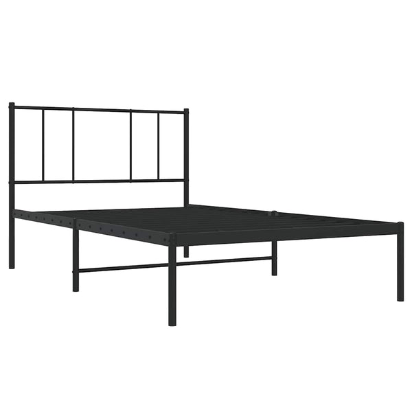 Schwarzes Metallbettgestell mit Kopfteil Vilareta 100x190cm