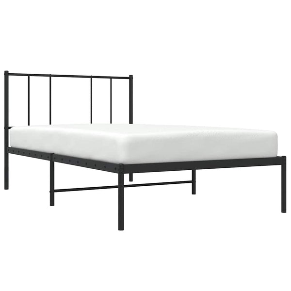 Schwarzes Metallbettgestell mit Kopfteil Vilareta 100x190cm