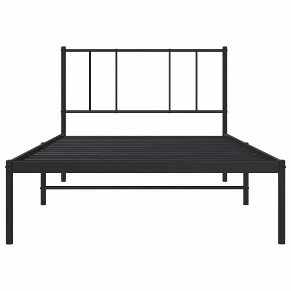 Schwarzes Metallbettgestell mit Kopfteil Vilareta 100x190cm