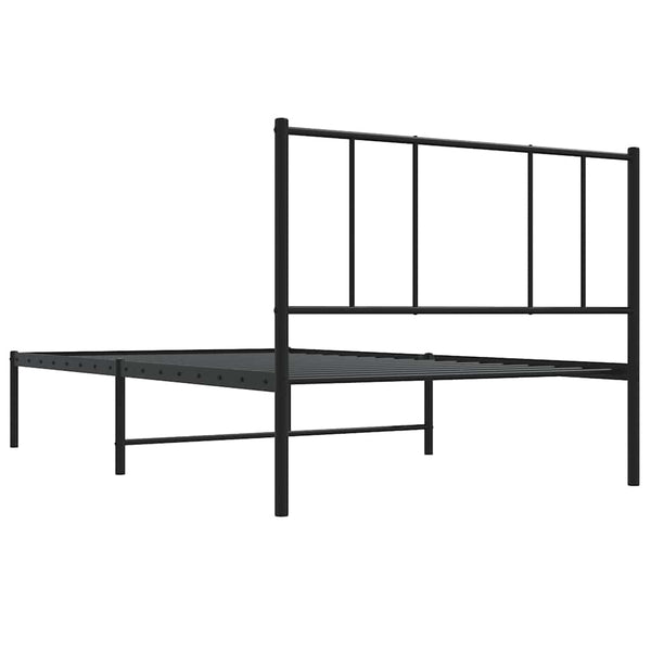Schwarzes Metallbettgestell mit Kopfteil Vilareta 100x190cm