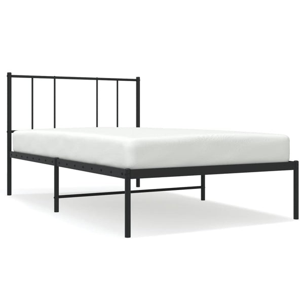 Schwarzes Metallbettgestell mit Kopfteil Vilareta 107x203cm