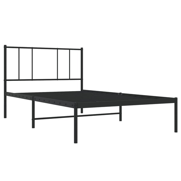 Schwarzes Metallbettgestell mit Kopfteil Vilareta 107x203cm