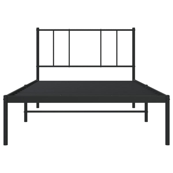 Schwarzes Metallbettgestell mit Kopfteil Vilareta 107x203cm