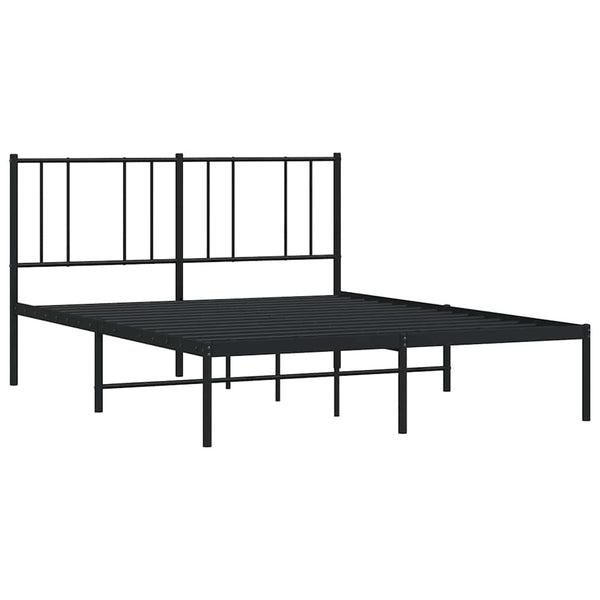 Schwarzes Metallbettgestell mit Kopfteil Vilareta 140x190cm