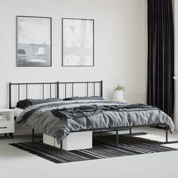 Schwarzes Metallbettgestell mit Kopfteil Vilareta 180x200cm