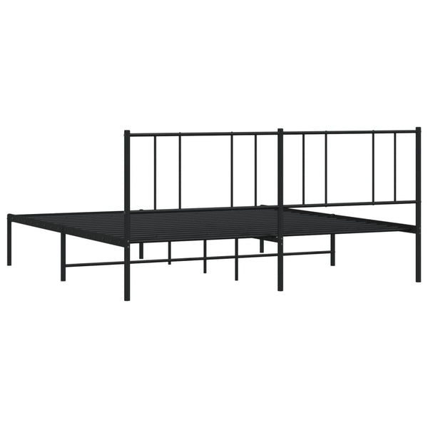 Schwarzes Metallbettgestell mit Kopfteil Vilareta 180x200cm