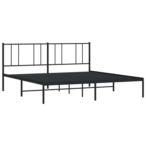 Schwarzer Bettrahmen aus Metall mit Kopfteil Vilareta 183x213cm