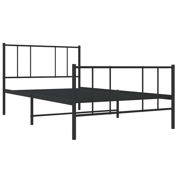 Schwarzer Metallbettrahmen mit Kopfteilen Vilareta 75x190cm
