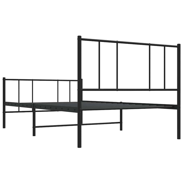 Schwarzer Metallbettrahmen mit Kopfteilen Vilareta 75x190cm