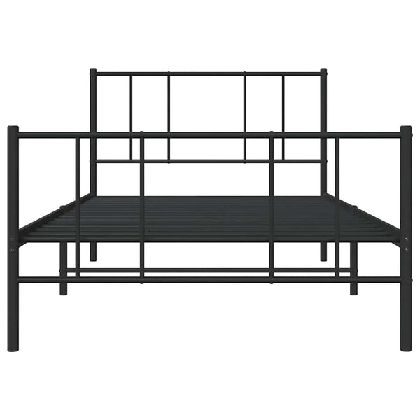 Schwarzes Metallbettgestell mit Kopfteilen Vilareta 80x200cm