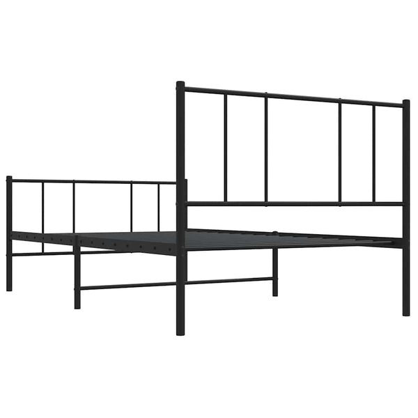 Schwarzes Metallbettgestell mit Kopfteilen Vilareta 80x200cm