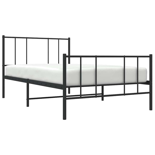 Schwarzes Metallbettgestell mit Kopfteilen Vilareta 90x190cm