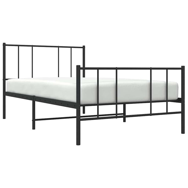 Schwarzes Metallbettgestell mit Kopfteilen Vilareta 100x190cm