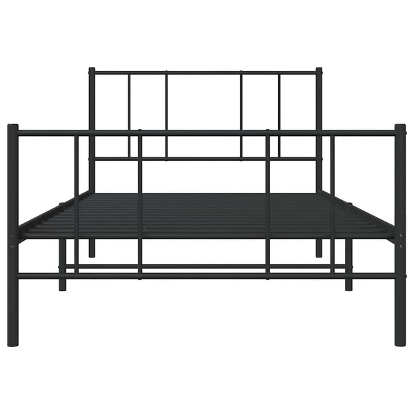 Schwarzes Metallbettgestell mit Kopfteilen Vilareta 100x190cm