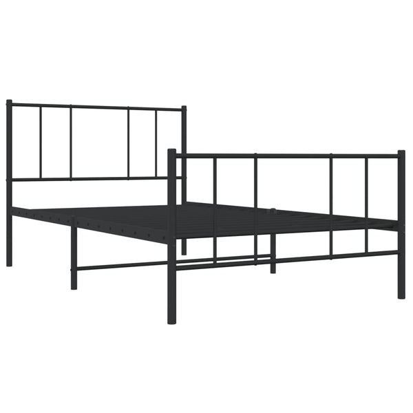 Schwarzes Metallbettgestell mit Kopfteilen Vilareta 107x203cm