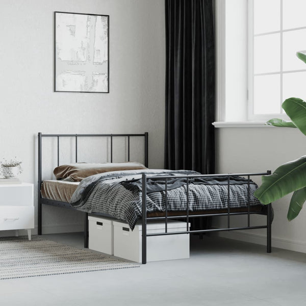 Schwarzes Metallbettgestell mit Kopfteilen Vilareta 107x203cm