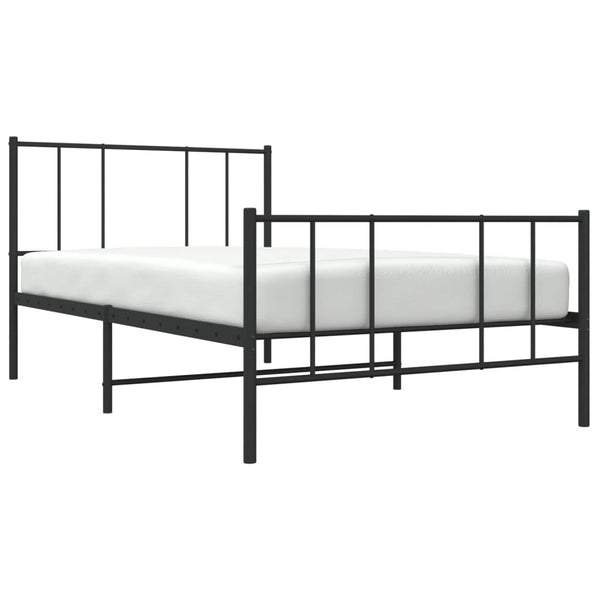 Schwarzes Metallbettgestell mit Kopfteilen Vilareta 107x203cm