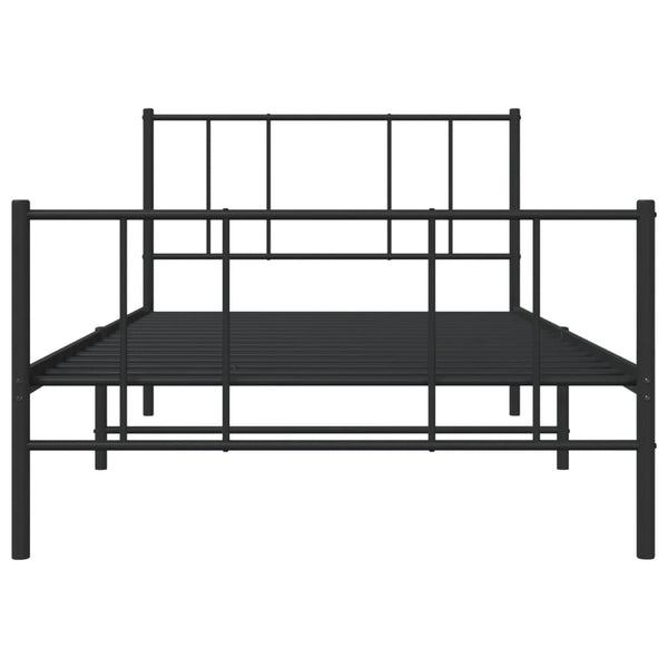Schwarzes Metallbettgestell mit Kopfteilen Vilareta 107x203cm