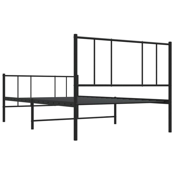 Schwarzes Metallbettgestell mit Kopfteilen Vilareta 107x203cm