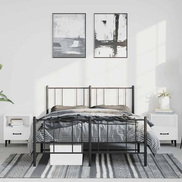 Schwarzes Metallbettgestell mit Kopfteil Vilareta 135x190cm