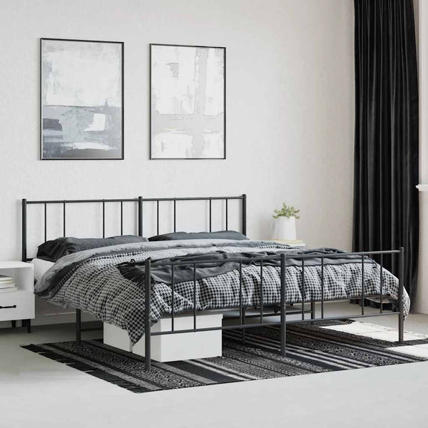 Schwarzes Metallbettgestell mit Kopfteil Vilareta 180x200cm