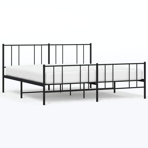 Schwarzes Metallbettgestell mit Kopfteilen Vilareta 183x213cm