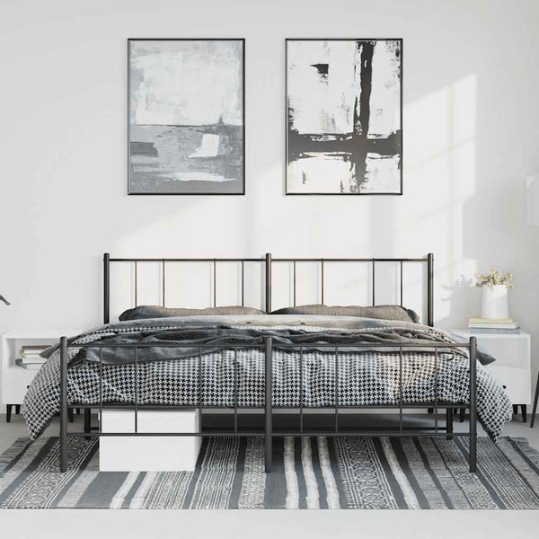 Schwarzes Metallbettgestell mit Kopfteilen Vilareta 183x213cm