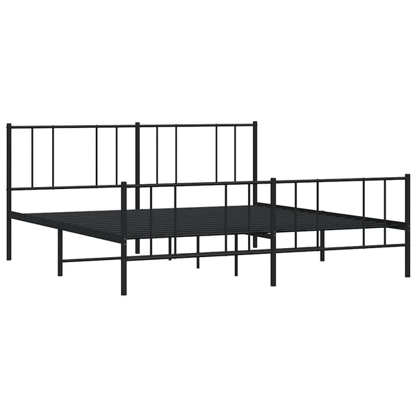 Schwarzes Metallbettgestell mit Kopfteilen Vilareta 183x213cm
