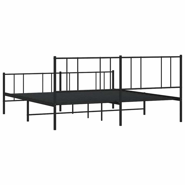 Schwarzes Metallbettgestell mit Kopfteilen Vilareta 183x213cm