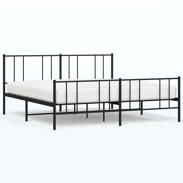 Schwarzes Metallbettgestell mit Kopfteil und Fußteil Vilareta 193x203cm