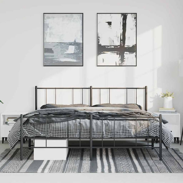 Schwarzes Metallbettgestell mit Kopfteil und Fußteil Vilareta 193x203cm