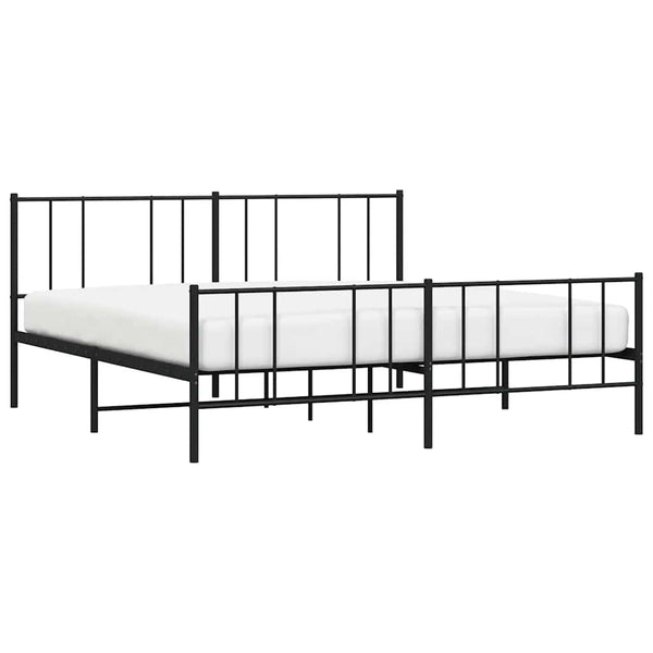 Schwarzes Metallbettgestell mit Kopfteil und Fußteil Vilareta 193x203cm