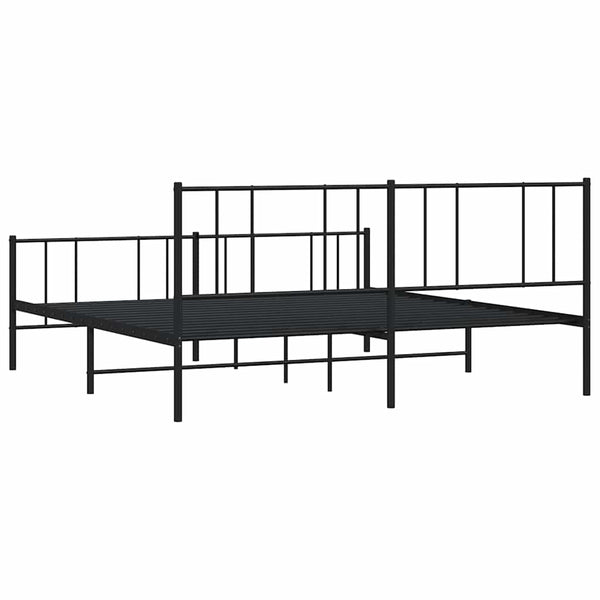 Schwarzes Metallbettgestell mit Kopfteil und Fußteil Vilareta 193x203cm